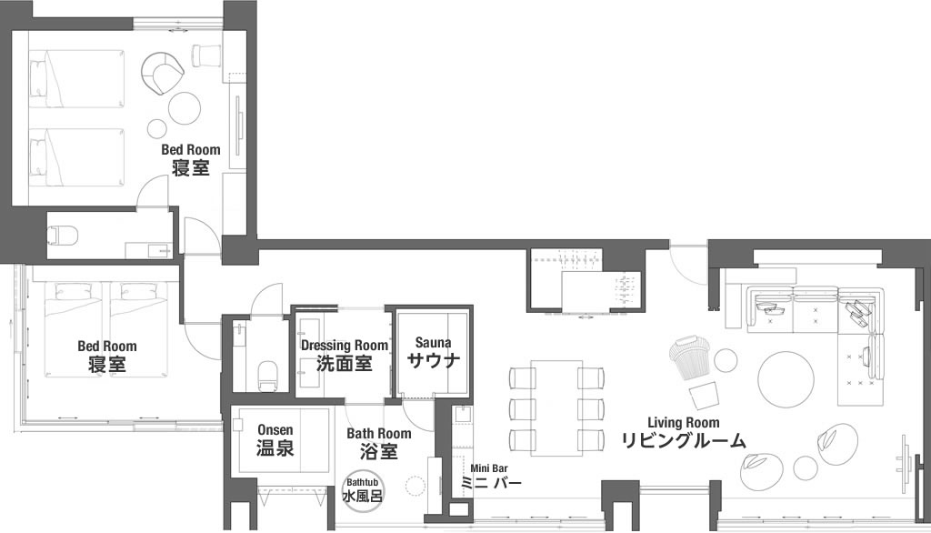 ラグジュアリースイート 綾：平面図